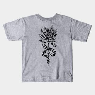 Snake and flower (Black version) Kids T-Shirt